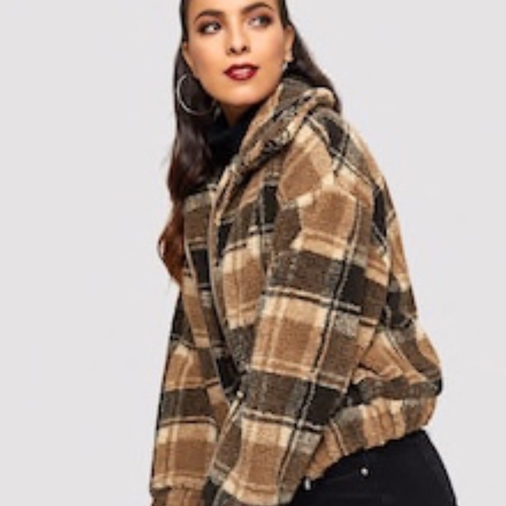 LAST ONE!!! Plaid Zip-Up Shearling Jacket - Picture 3 of 7